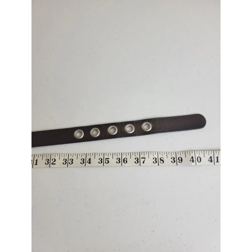 Grommet‎ Classic Casual Belt Brown Bonded Leather Lined Thin Women's Size Large